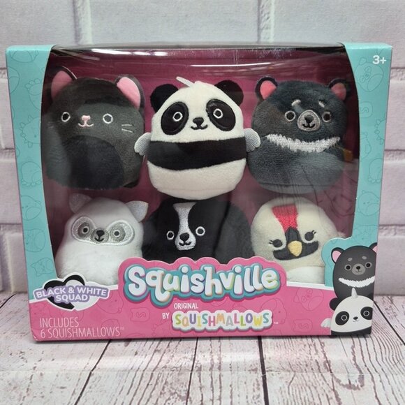 Squishmallows, Squishville, Jazwares, Kellytoy Other - Squishville Black and White Squad 2" Plush Set Of 6, by Original Squishmallows